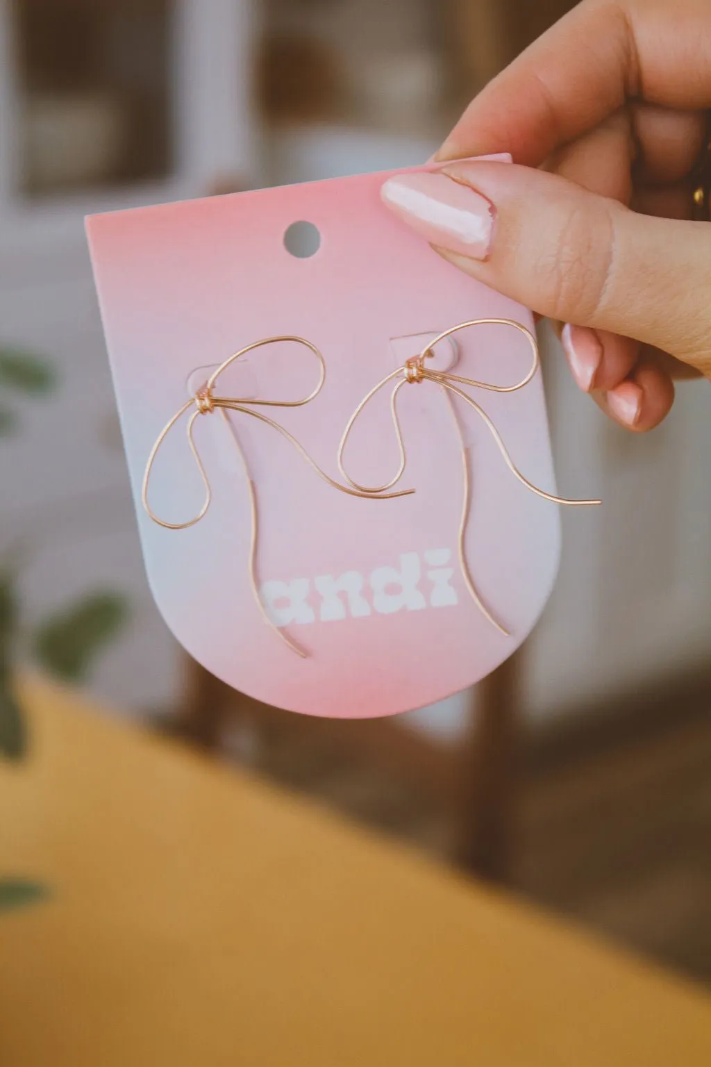 Thin Gold Wire Bow Earrings Andi