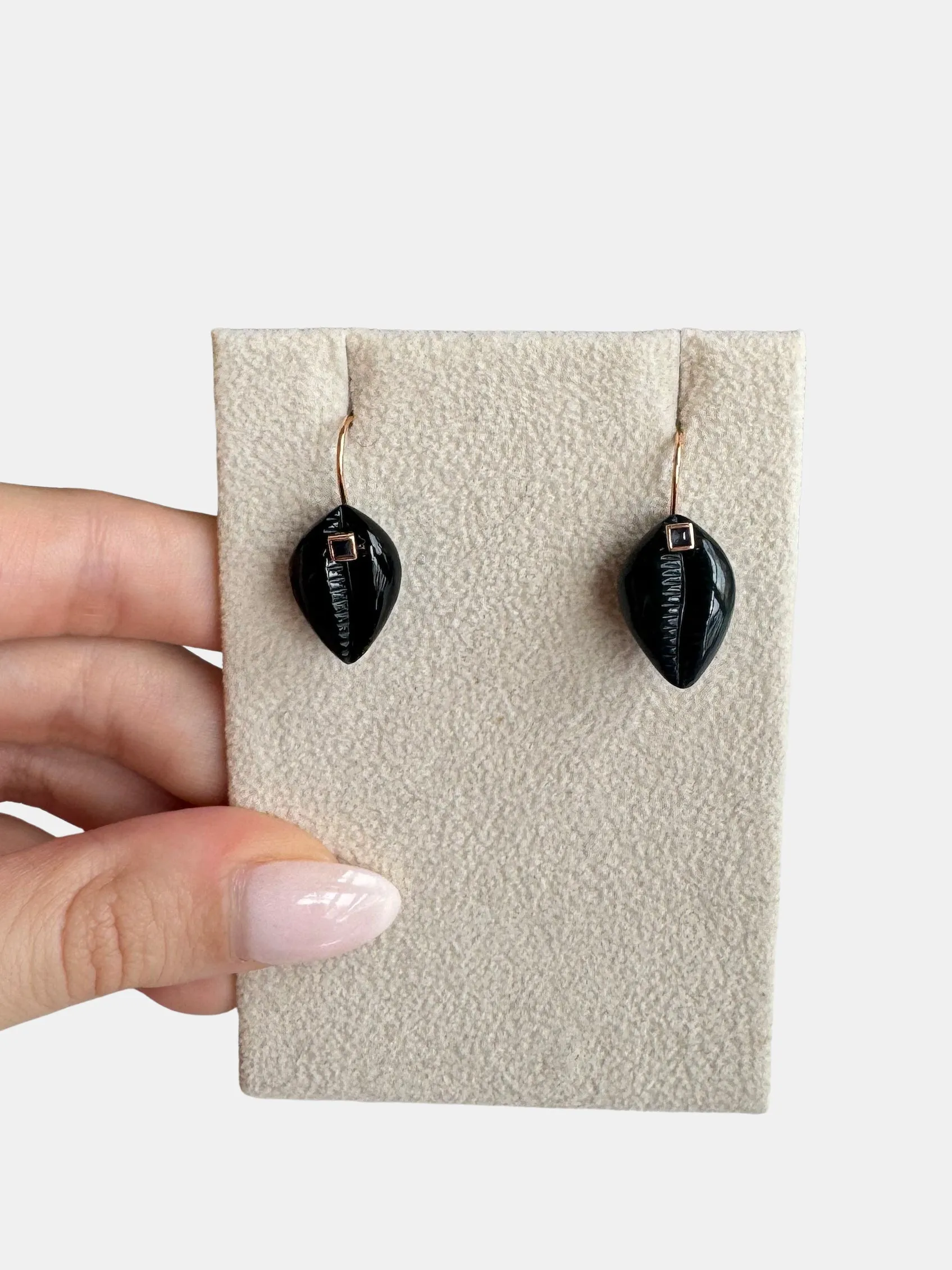 Tiny Cowry Sapphire Earrings