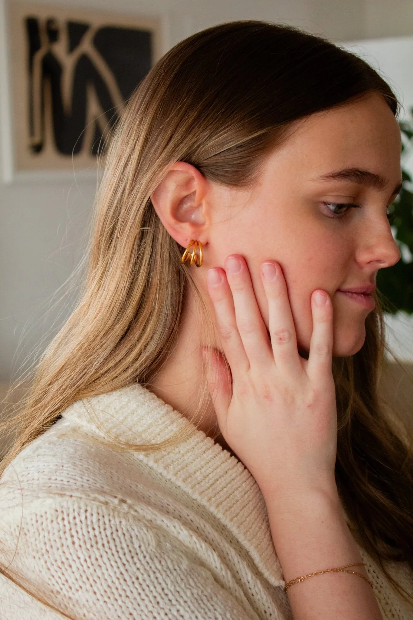 Tri-Split Half Hoop Earrings Andi
