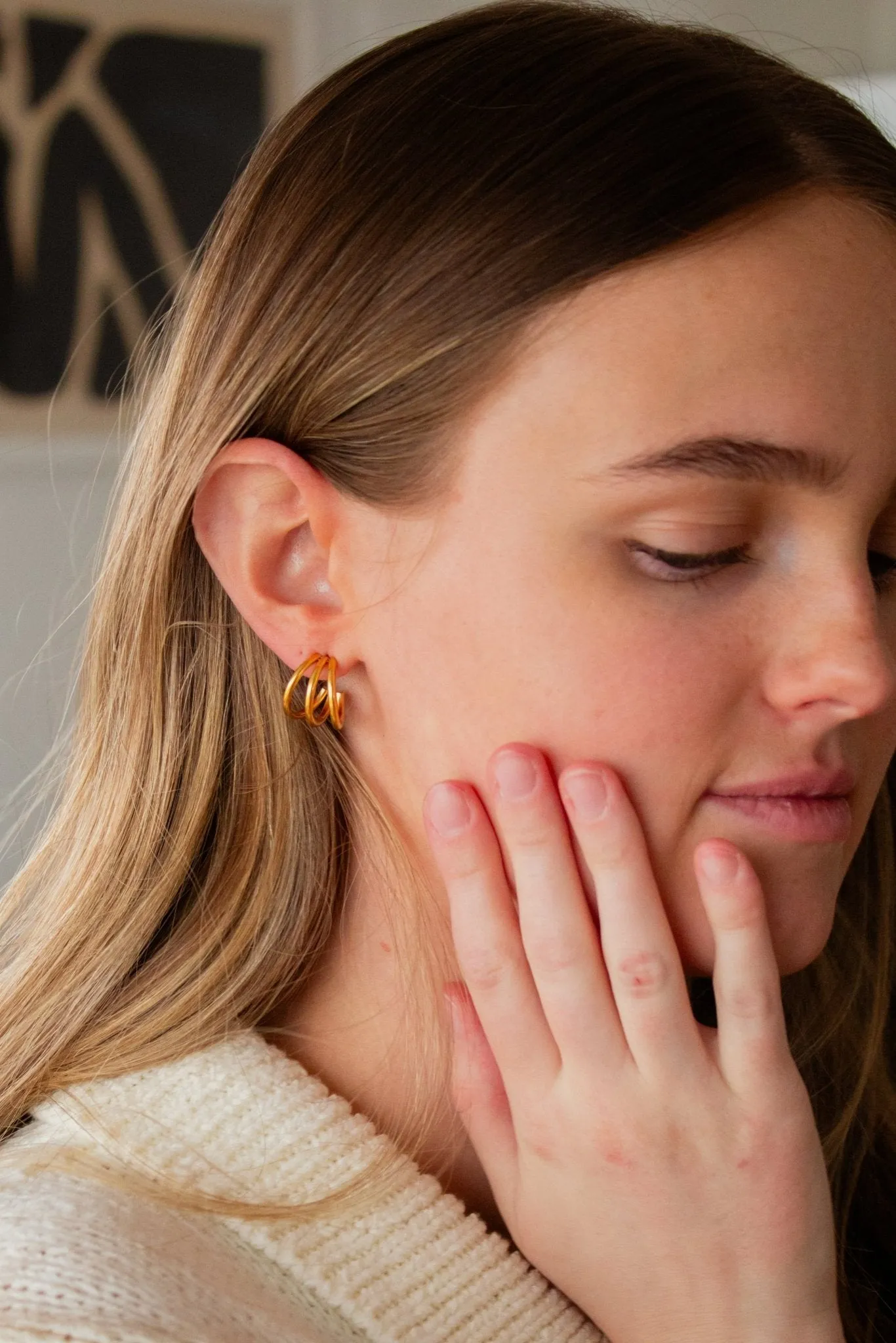 Tri-Split Half Hoop Earrings Andi