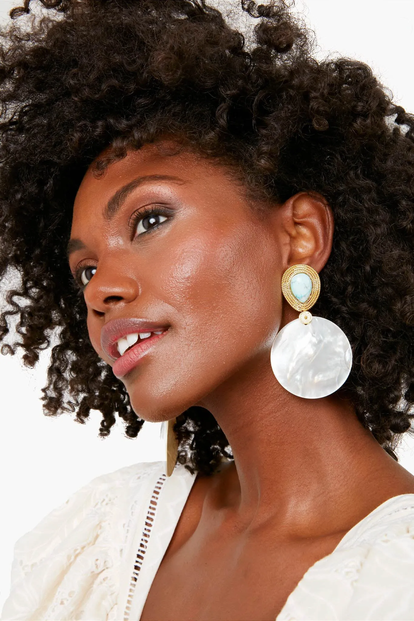 Tropicalia Turquoise Shell Hoops