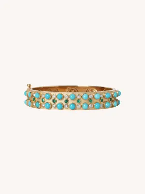 TURQUOISE, DIAMOND & EMERALD BANGLE