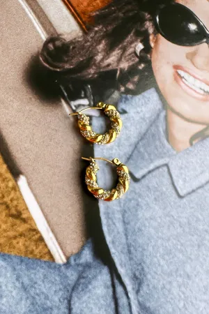 Twisted Diamond Hoop Earrings