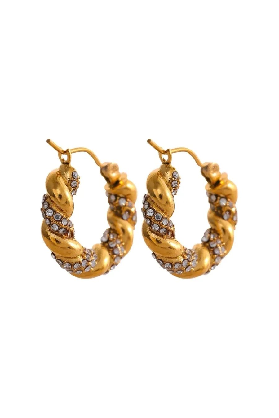 Twisted Diamond Hoop Earrings