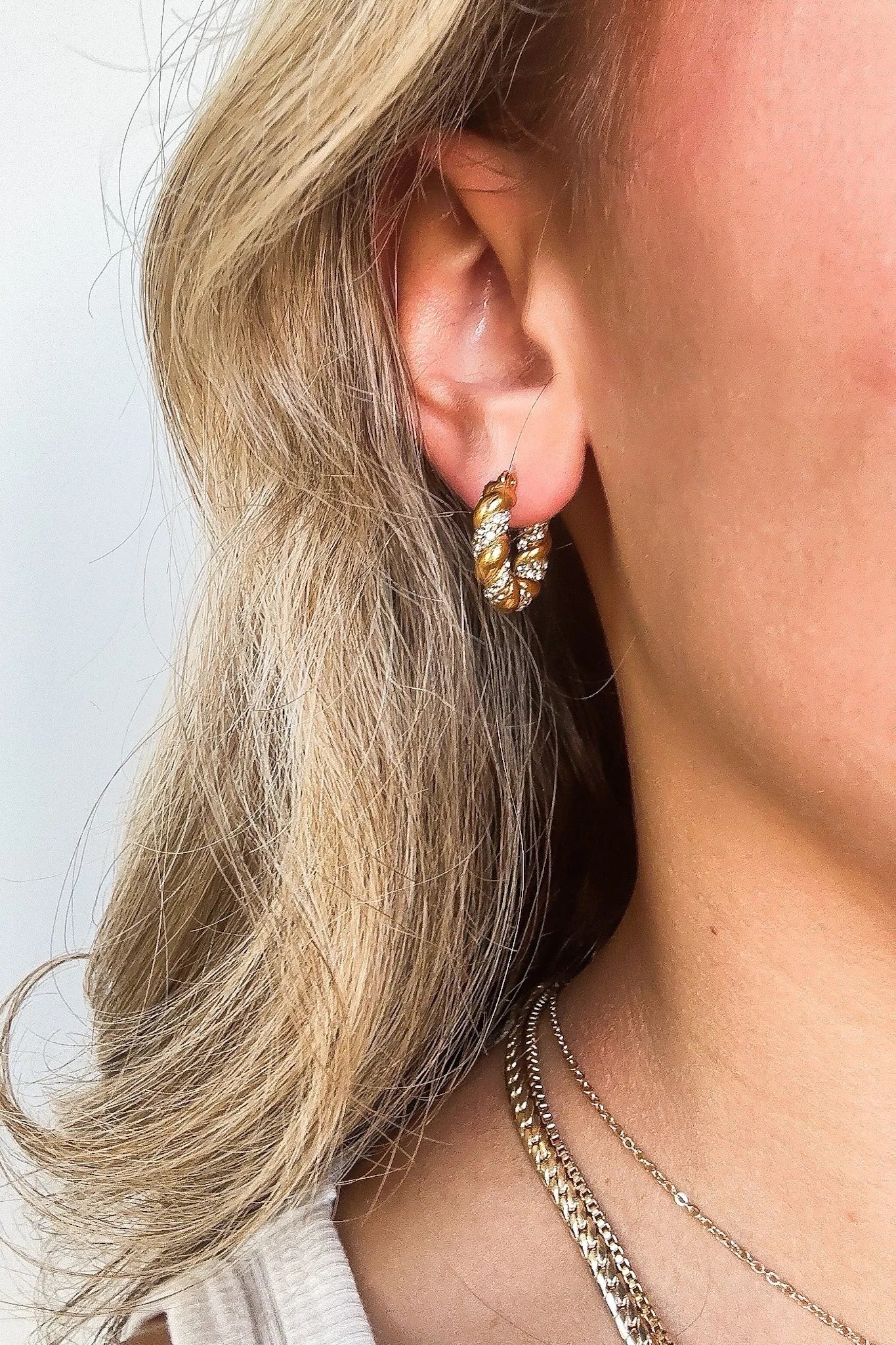 Twisted Diamond Hoop Earrings