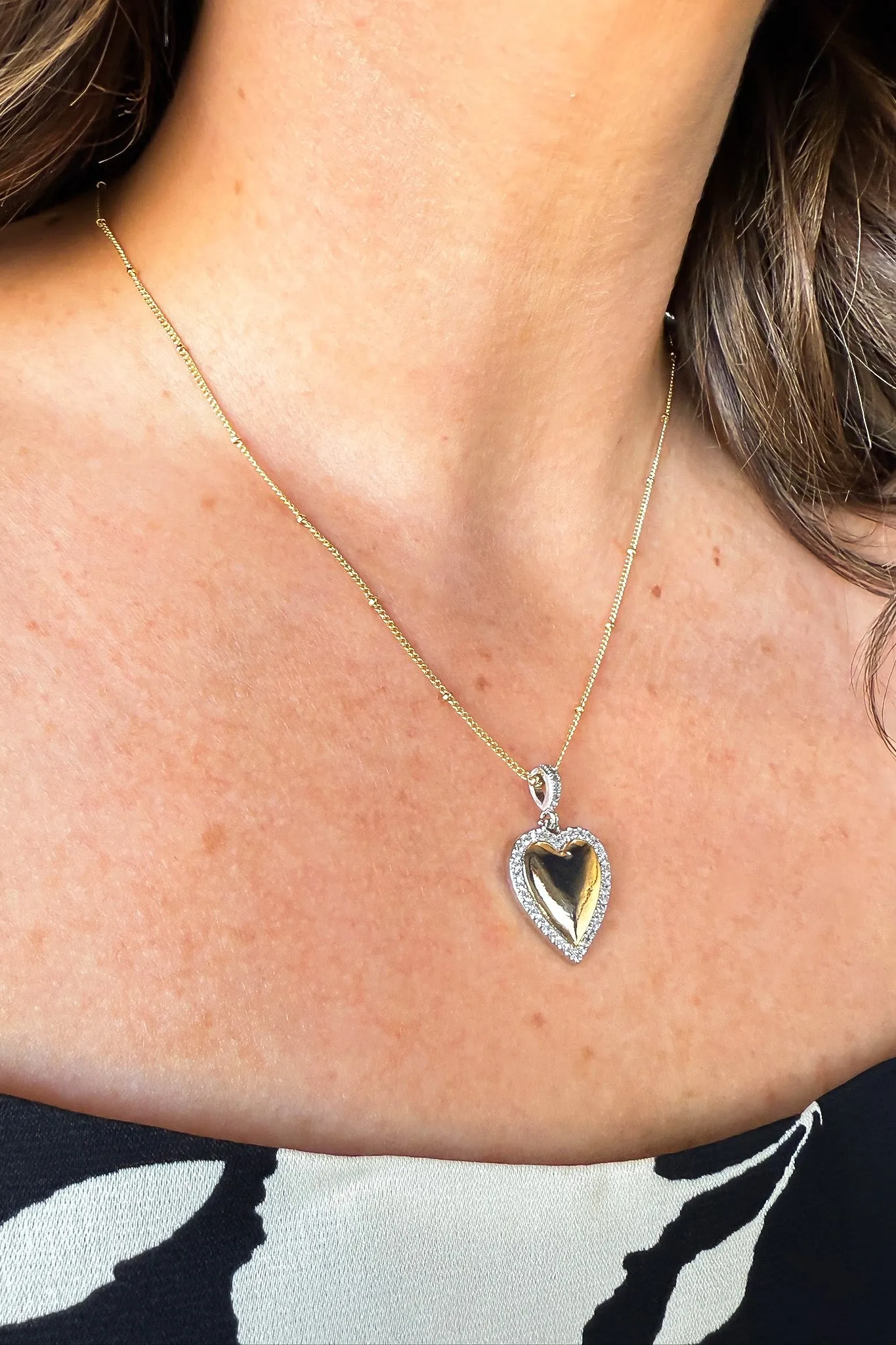 Two Tone Heart Beaded Necklace