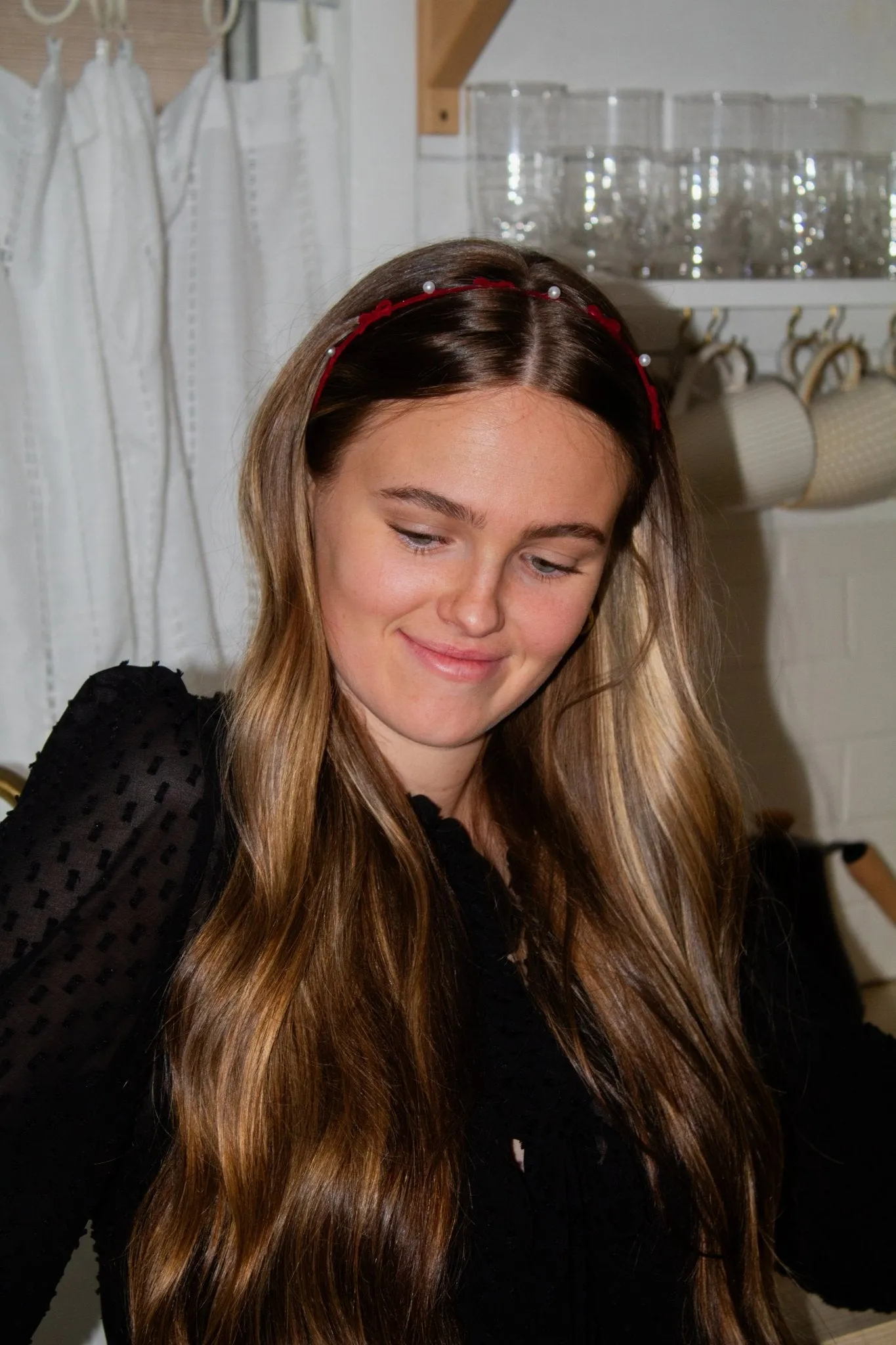Velvet Bow & Pearl Headband Andi