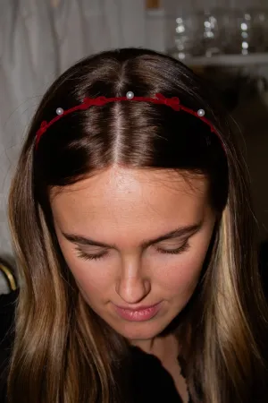 Velvet Bow & Pearl Headband Andi