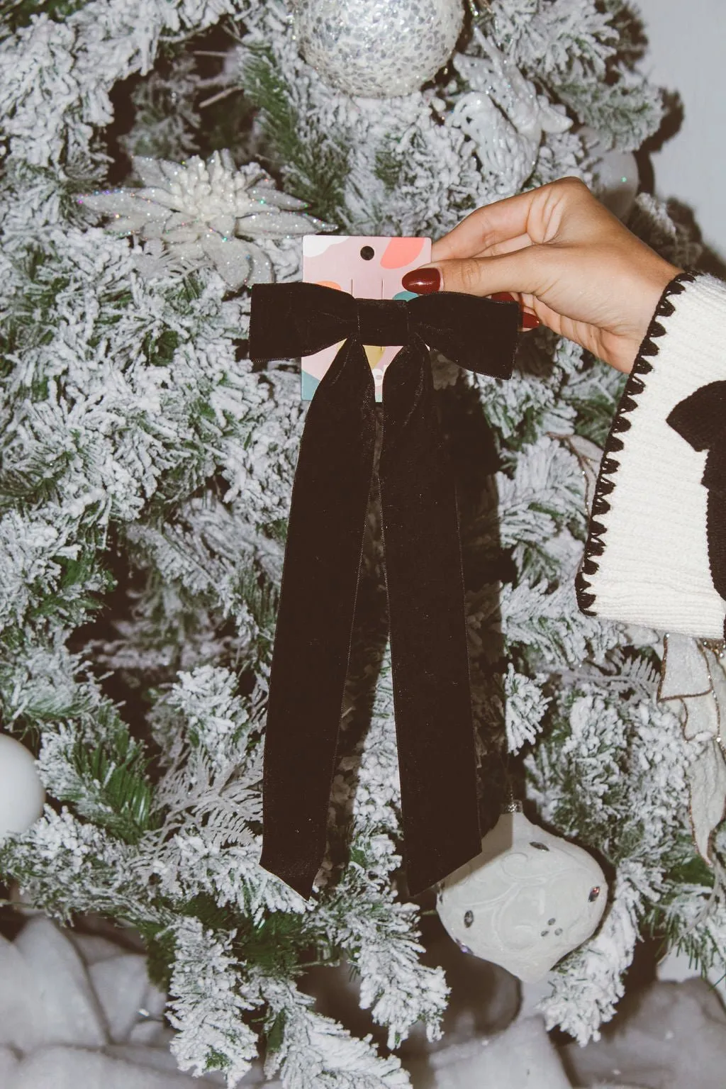 Velvet Long Bow Barrette Andi