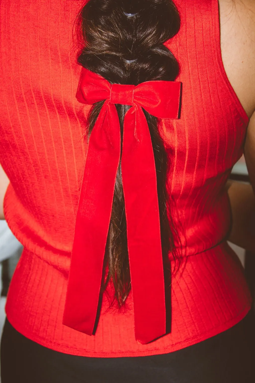 Velvet Long Bow Barrette Andi