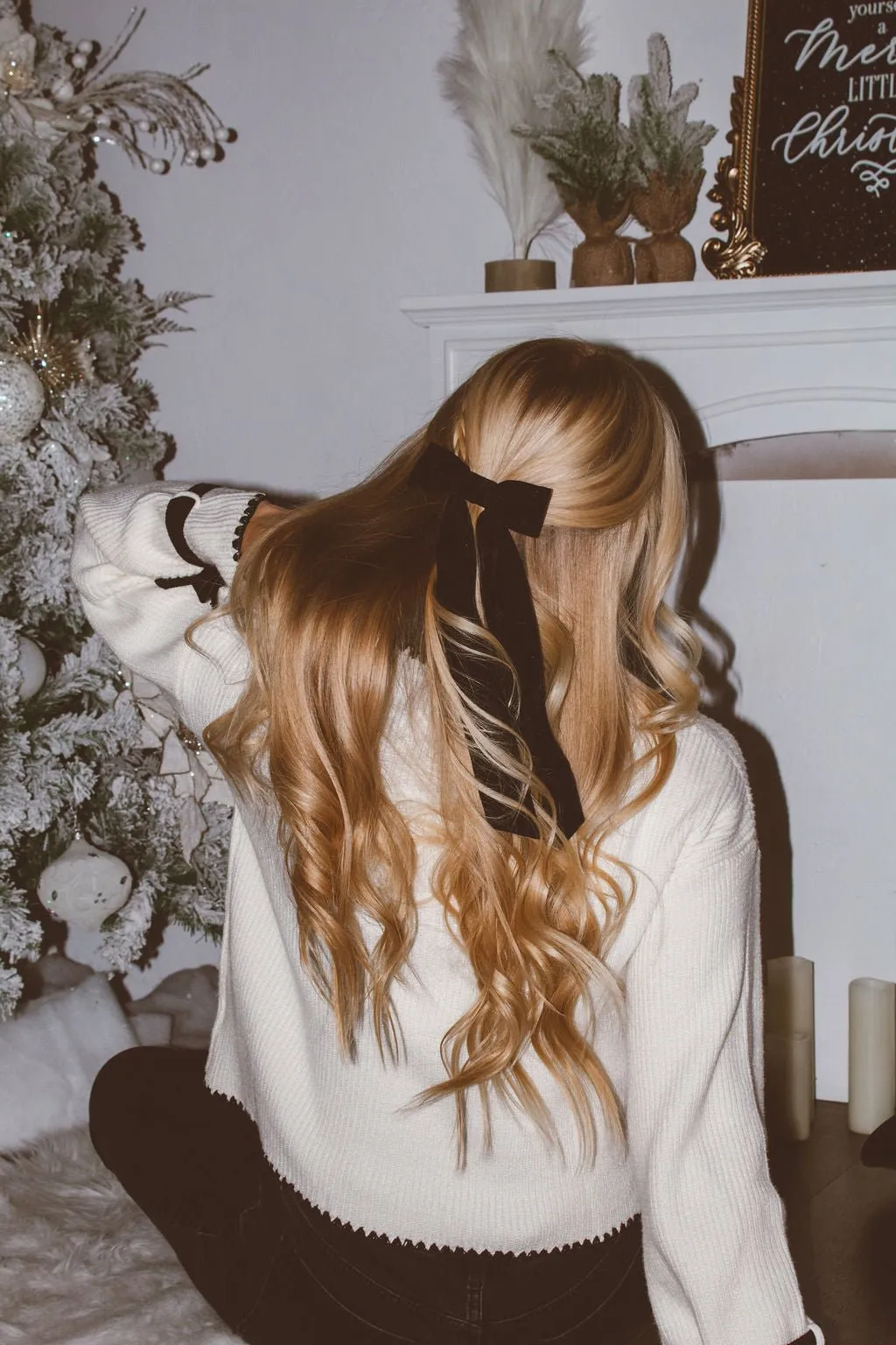 Velvet Long Bow Barrette Andi