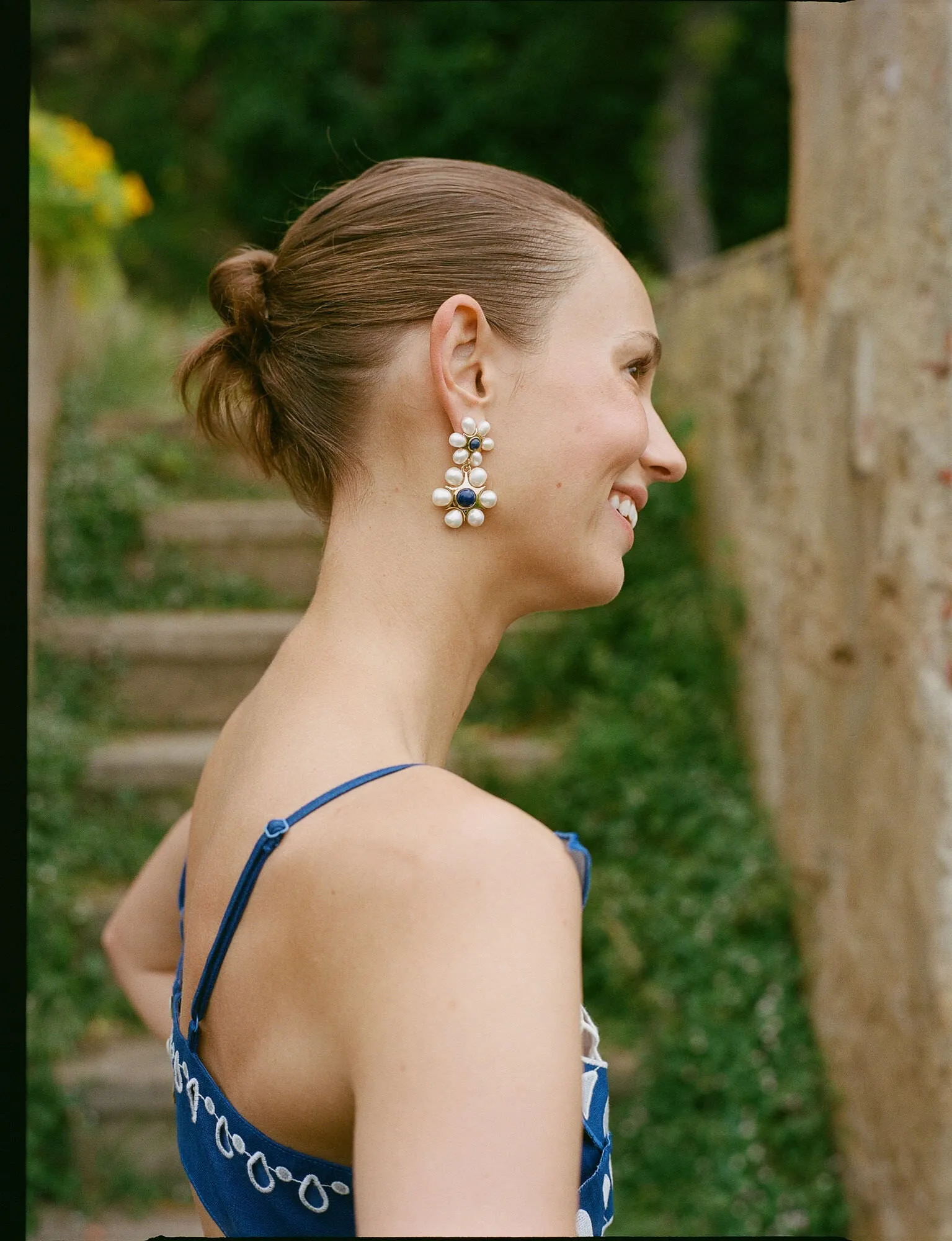 White and Blue Safi Earrings