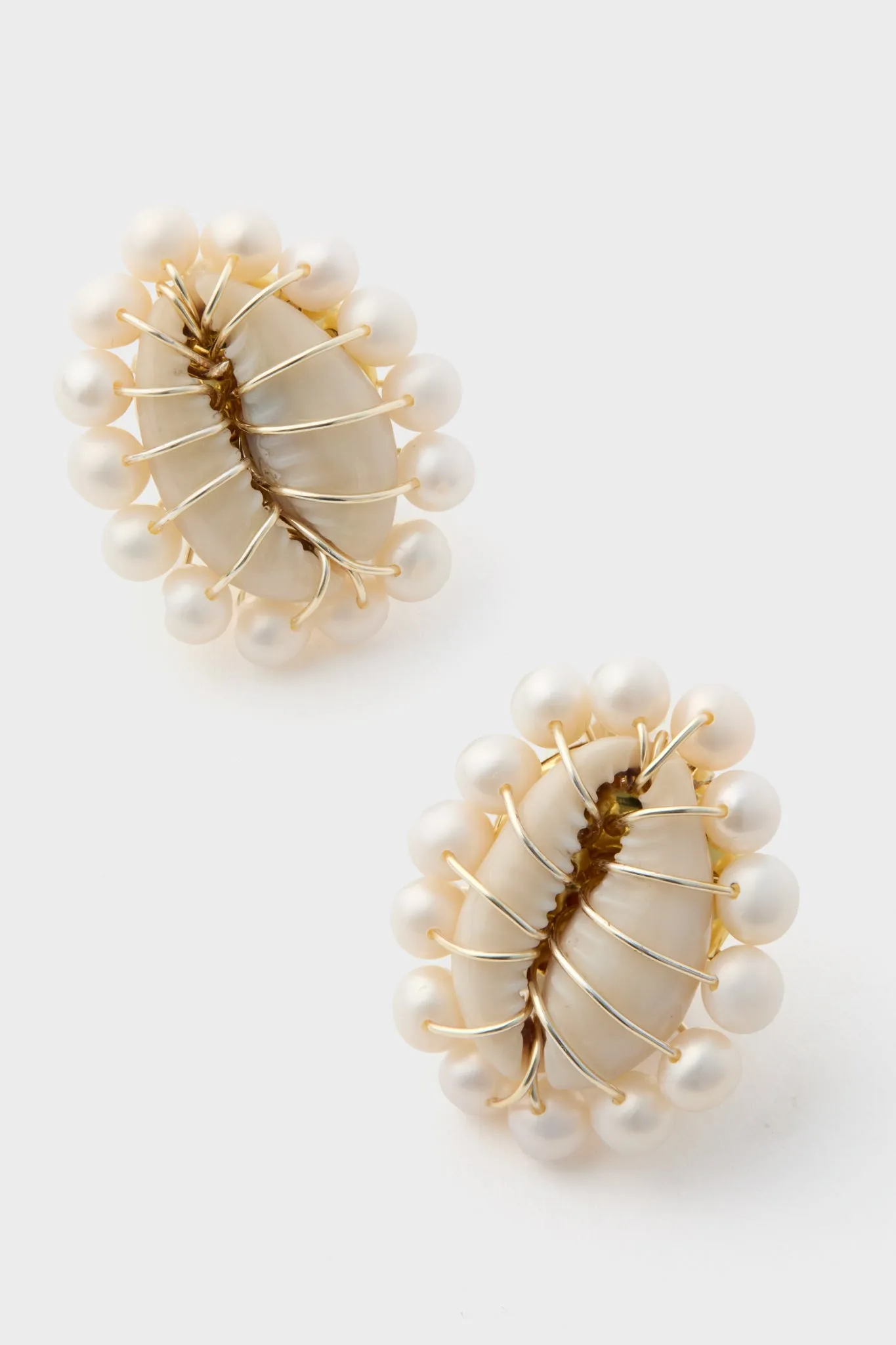 White Ava Clip-On Earrings