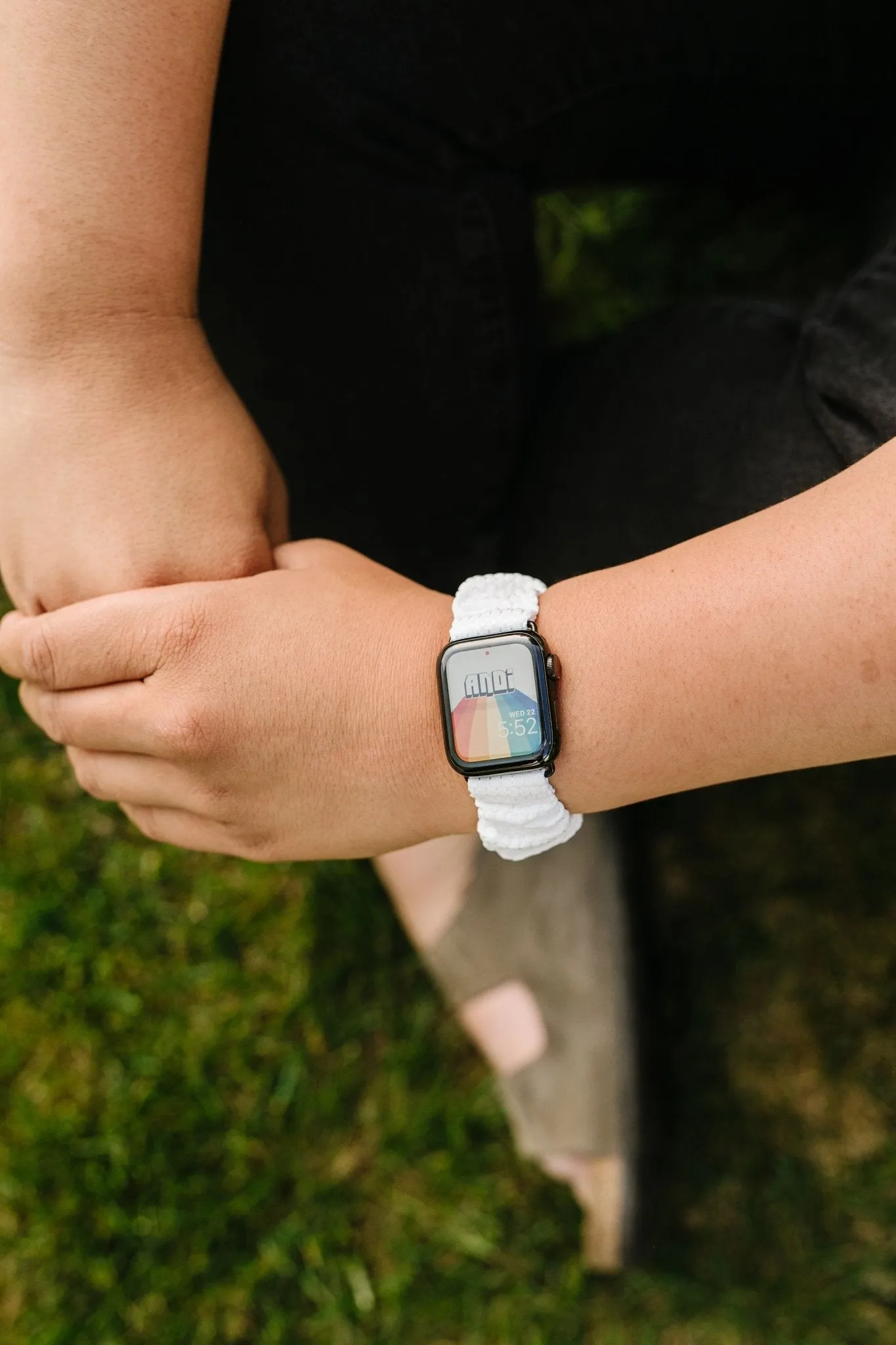 White Hexagon Athletic Scrunchie Band Compatible with Apple Watch Andi